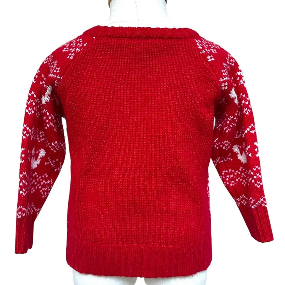 Disney Minnie Mouse Sweater Kids 18M Red White Festive Holiday Sequin Knit Top - Picture 9 of 11